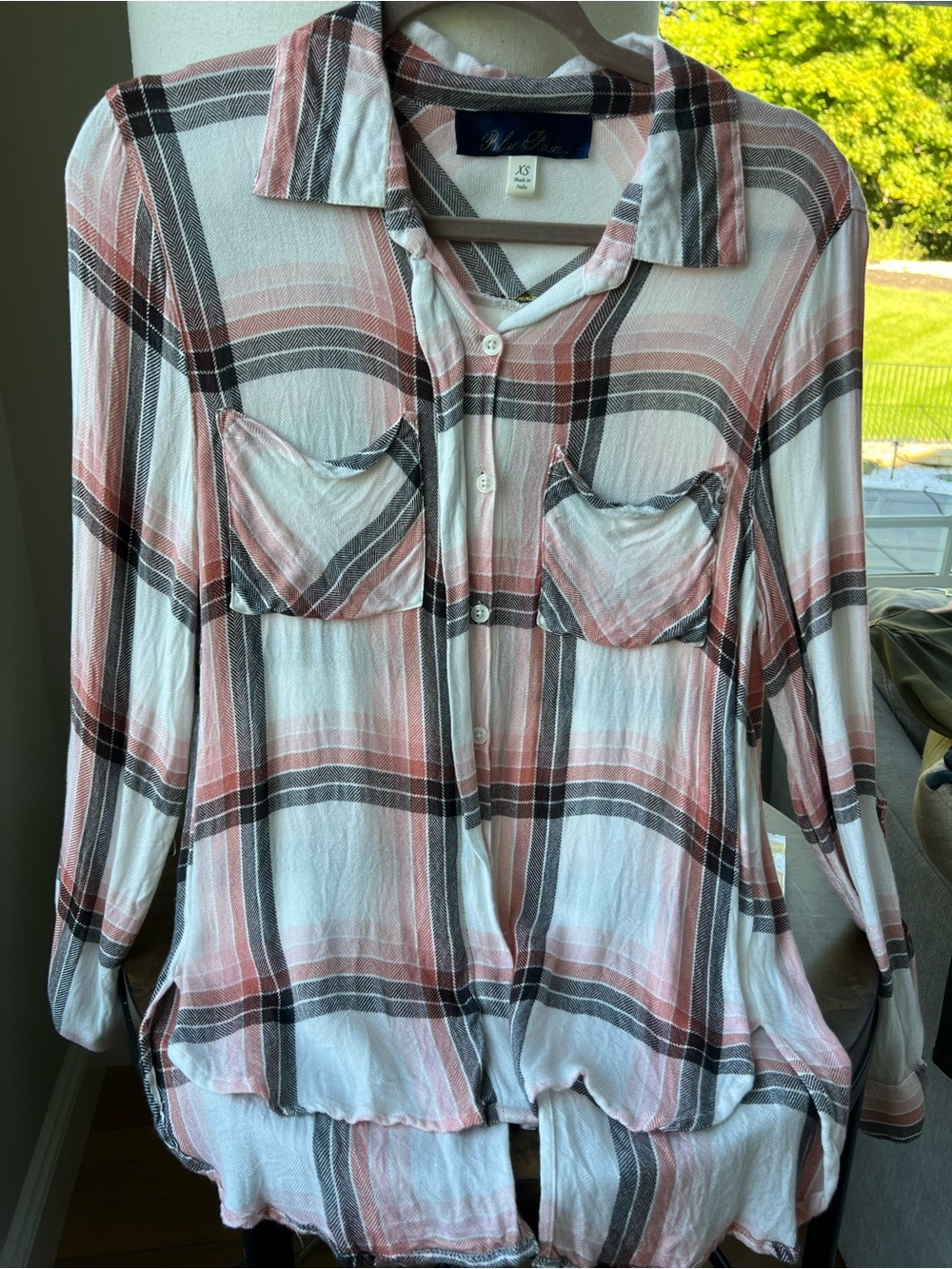 Blue Rain White, Pink & Gray Plaid Button-Down Shirt